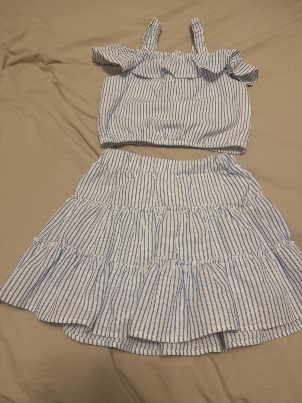 btween Blue and White Striped Two-Piece Girls Set